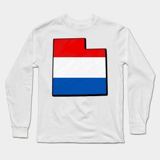 Red, White, and Blue Utah Outline Long Sleeve T-Shirt